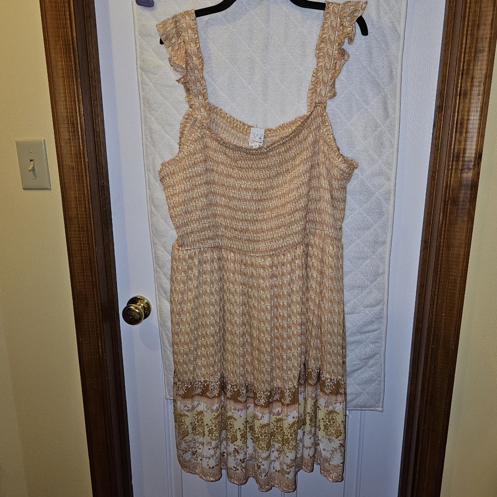 Maurice's 4x Plus Size Smocked Sundress Yellow Boho New NWT Stretch Dress